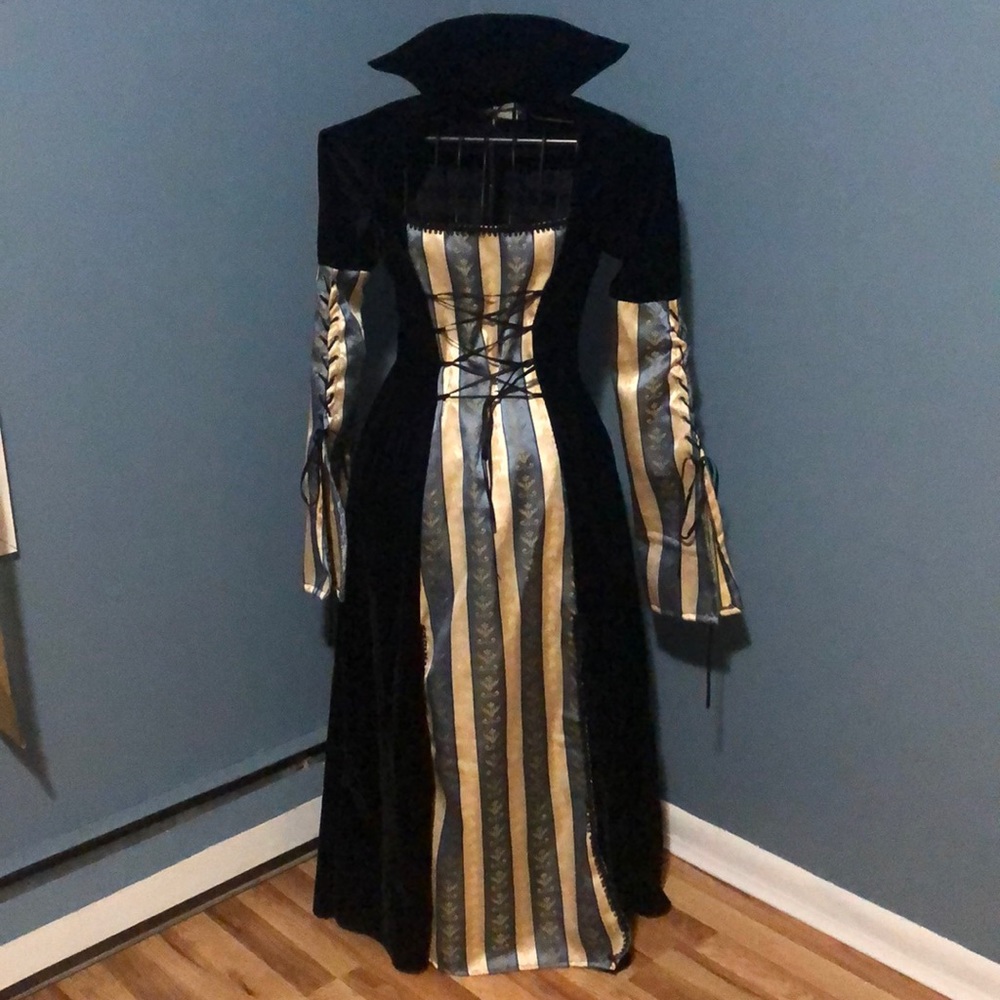 Shrcerranea black velvet corseted gothic dress
